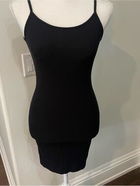 SKIMS Black Ribbed Mini Dress